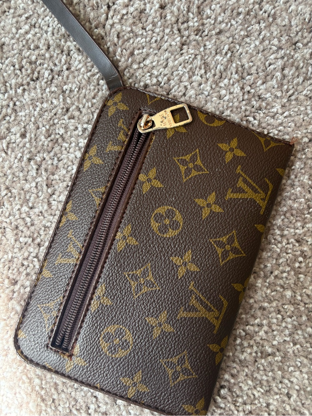 Monogram Pattern Brown Canvas Backpack with Matching Pouch - Picture 2 of 9